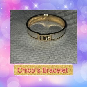 Chico's Gold & Silver Hinged Enamel Bracelet